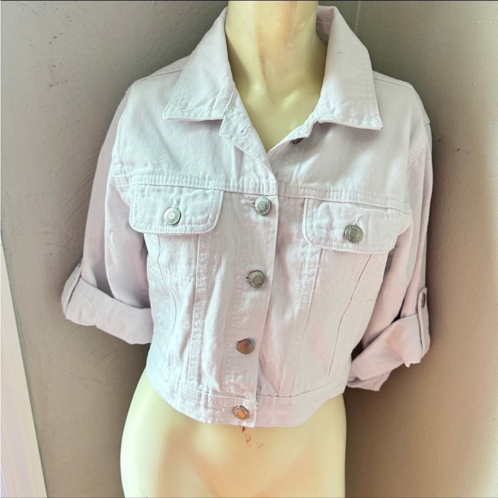 White Cropped Denim Jacket - Women